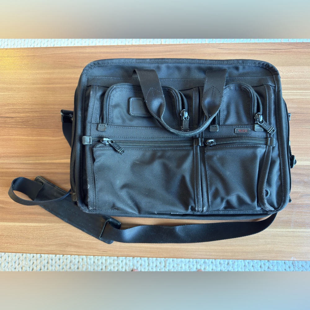 Tumi Black Nylon Messenger Crossbody Bag for Men